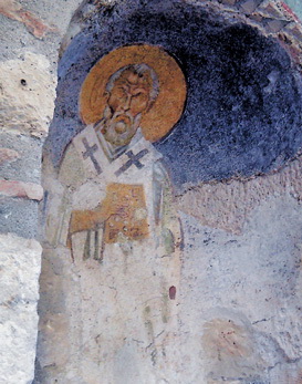 Зображення Святого Миколая на фресці храму.