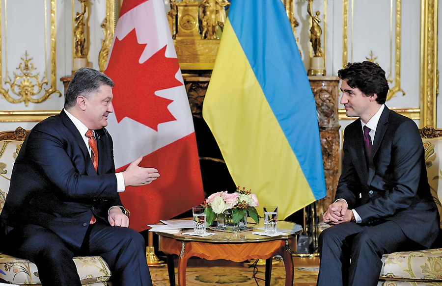 Петро Порошенко і Прем’єр-міністр Канади Джастін Трюдо знайшли спільну мову з першої зустрічі. Фото Миколи ЛАЗАРЕНКА 