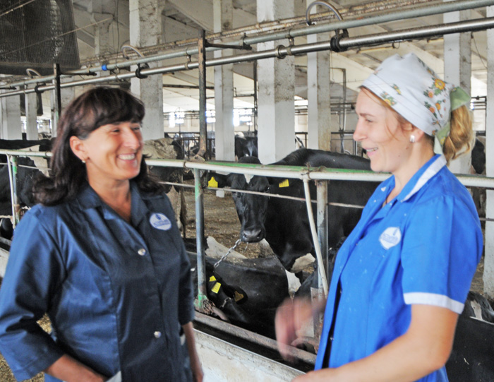 Торік тваринники молочнотоварної ферми села Тищенки, якими керує Валентина Кухоцька (на знімку ліворуч), отримали по 10243 кілограми молока на дійну корову. Нинішнього року (за прогнозами) буде не менше. Та головне — вся продукція з ферми надходить на молокозавод екстракласу