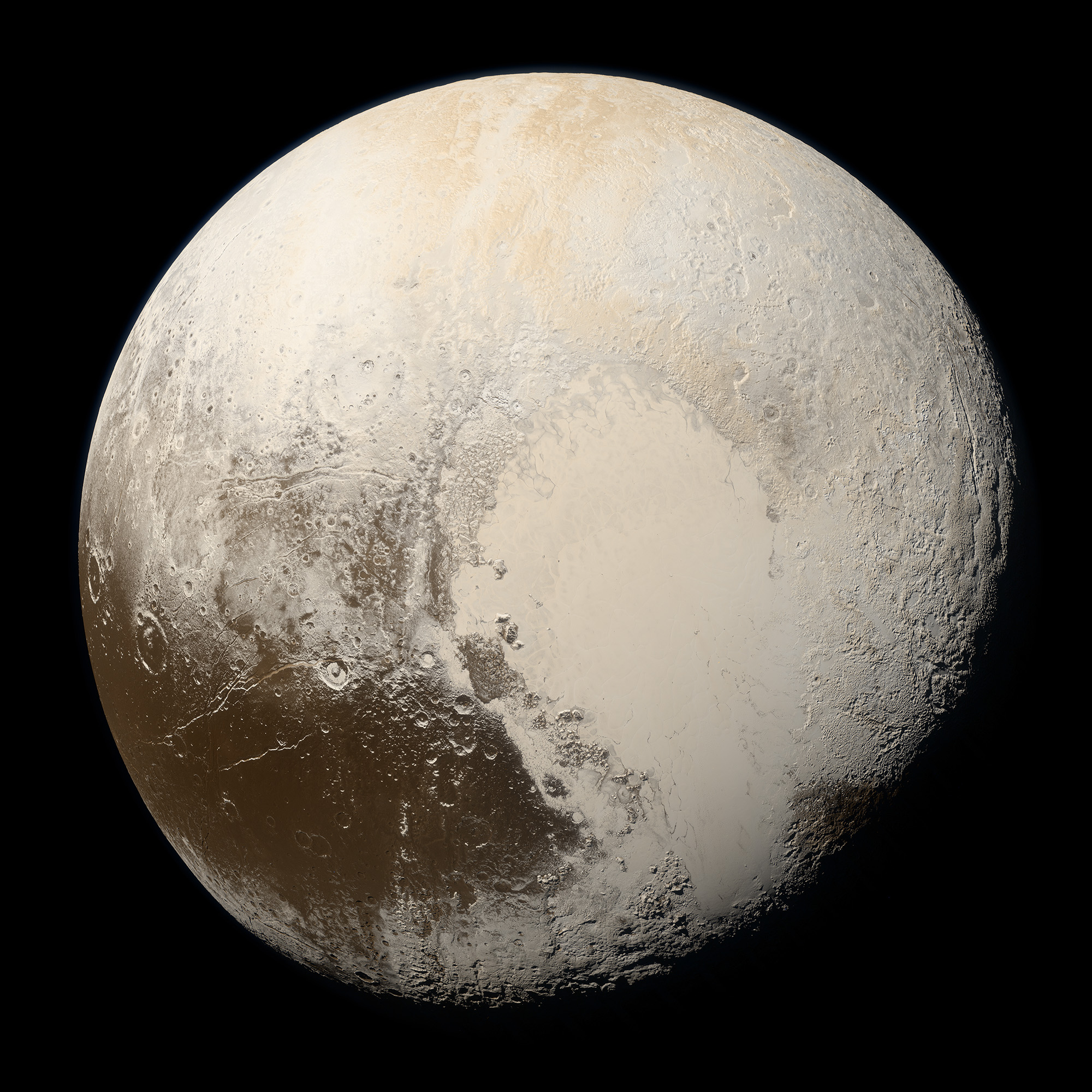 Плутон в природних кольорах. Знімок отриманий космічним апаратом «New Horizons» 14 липня 2015 року з відстані 35 445 кілометрів. Credit: NASA / Johns Hopkins University Applied Physics Laboratory / Southwest Research Institute / Alex Parker