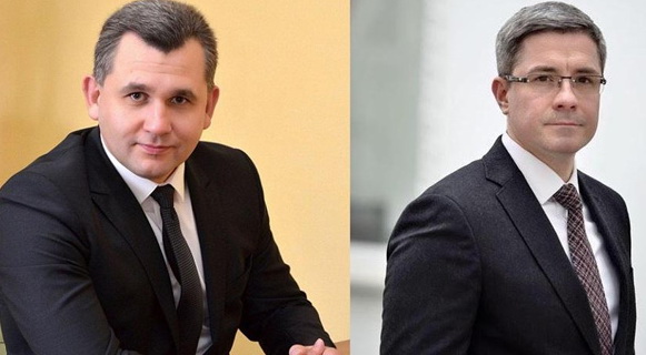 На фото приватний виконавець Андрій Филипів (лыворуч) та адвокат Олексій Воробйов (праворуч).