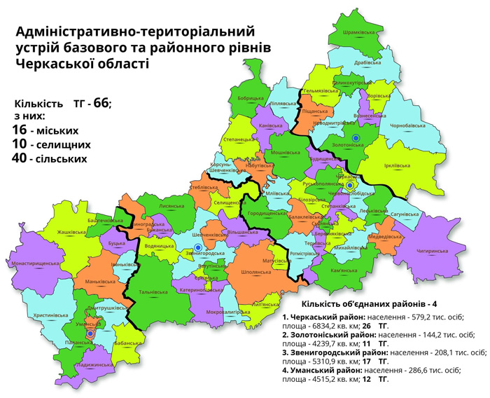 Так поділили територію Черкащини згідно з постановою Верховної Ради від 17.07.2020 №807. Фото з сайту ck-oda.gov.ua