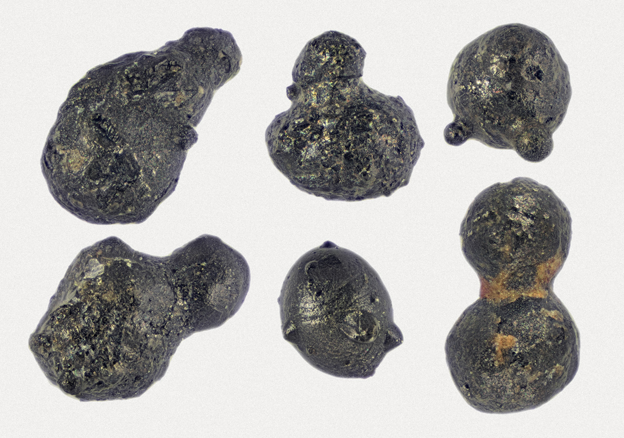 Ударні частки астероїда, виявлені в горах на Землі Королеви Мод в Антарктиді. Credit: Scott Peterson