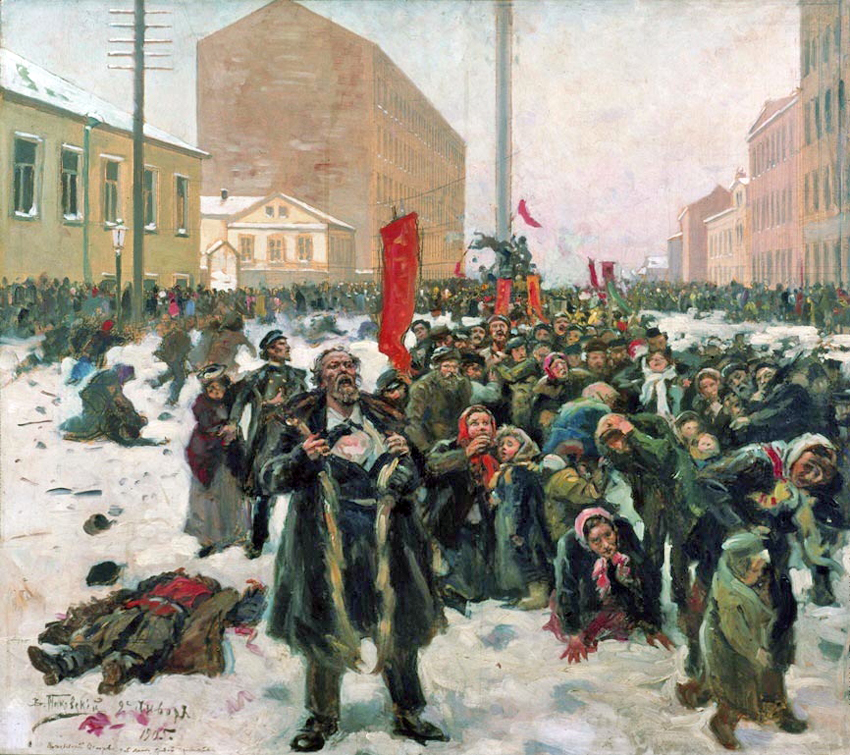 Картина художника Володимира Маковського «9 січня 1905 року на Василівському острові» та ескізи до неї відображають трагедію очима безпосереднього очевидця. 