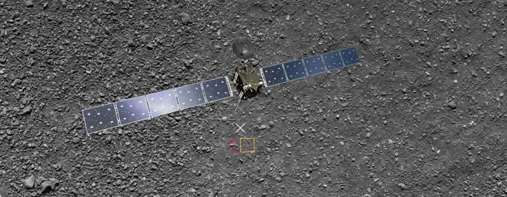 Зонд Rosetta над поверхнею комети 67P.