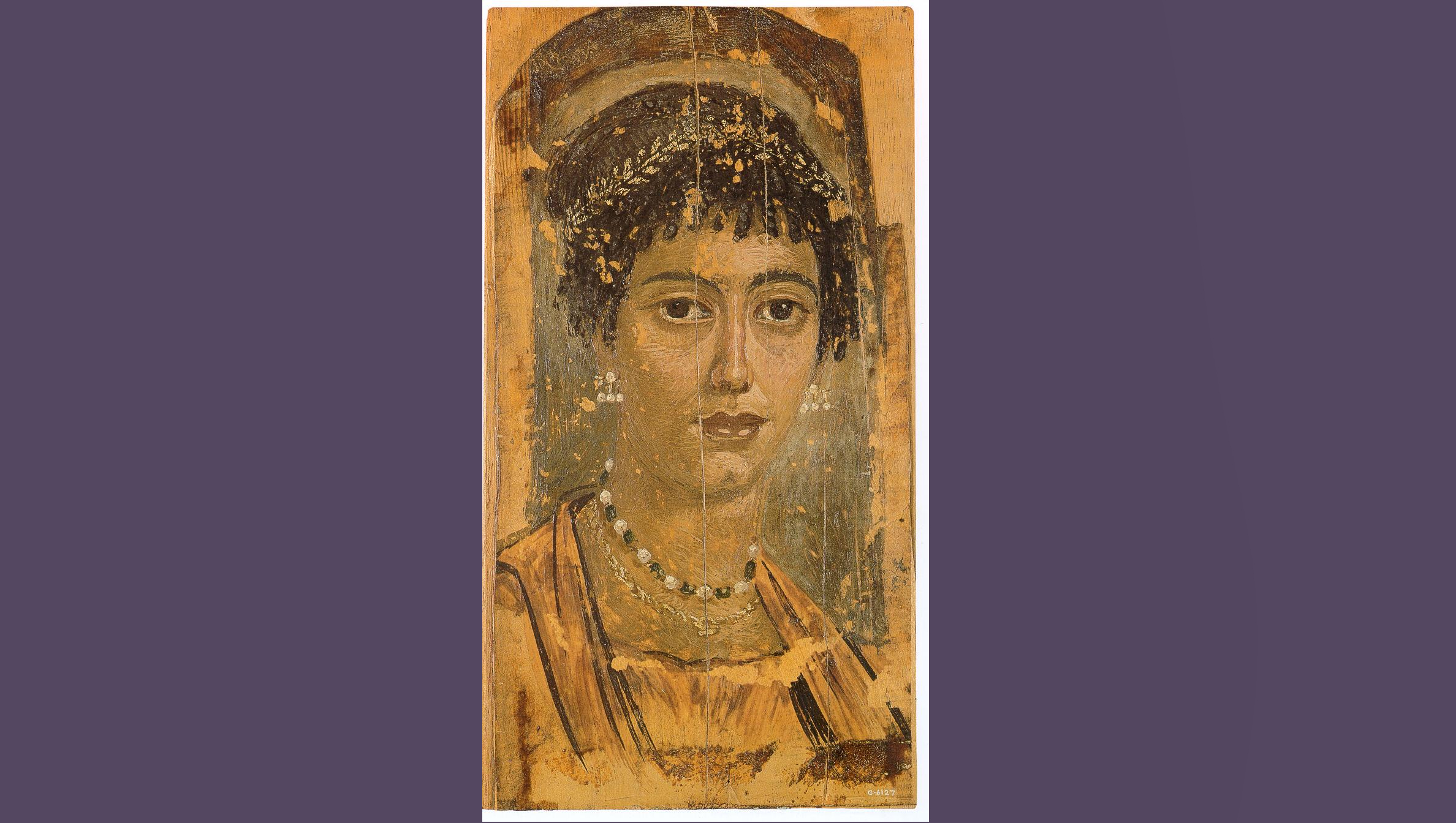 Фаюмський портрет жінки із зібрання Королівського музею Онтаріо. 110-120 рр. Некрополь Хавара. Фото: Eloquence / Wikipedia, PD.