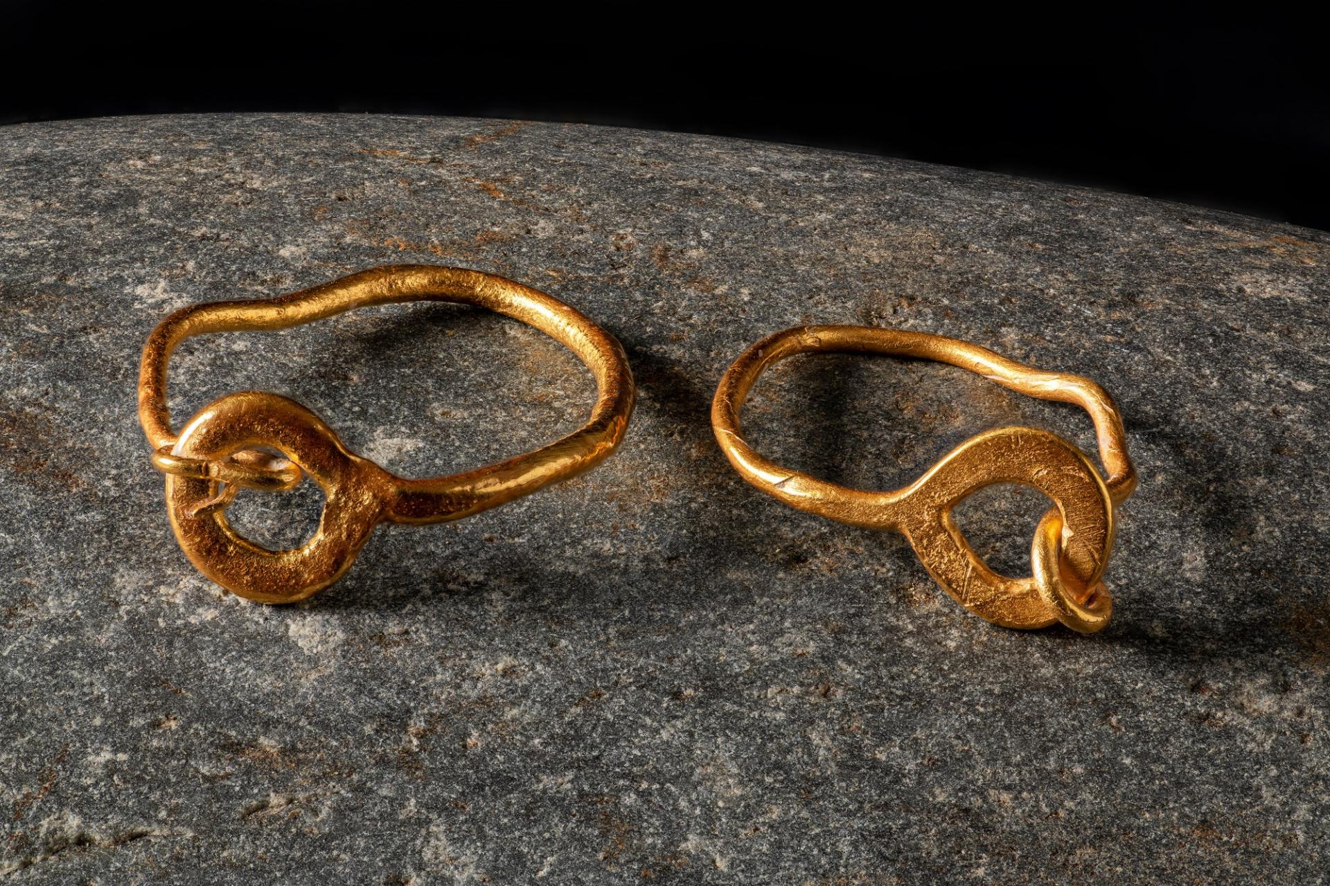 Золоті сережки, знайдені у свинцевій могилі труни маленької дитини
