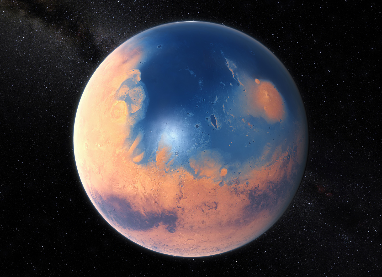  Художнє зображення Марса 4 мільярди років тому. Credit: ESO