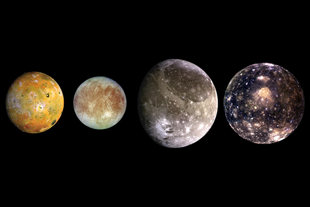 Супутники Юпітера: Іо, Європа, Ганімед і Каллісто.