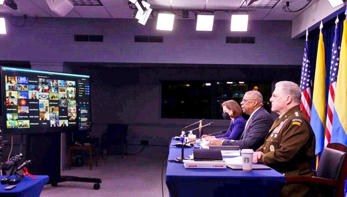 Засідання «Рамштайну-7» проходило віртуально і модерувалося з Пентагону. Фото з сайту armyinform.com.ua