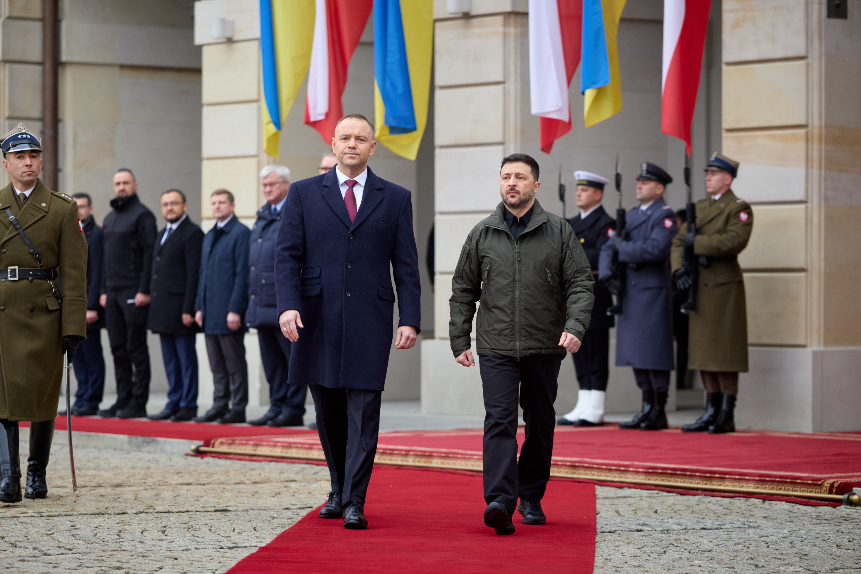 Президент Польщі Кароль Навроцький, приймаючи Володимира Зеленського, наголосив, що мир для України має бути таким, що не дасть росії змоги перегрупуватися. Фото з сайту president.gov.ua